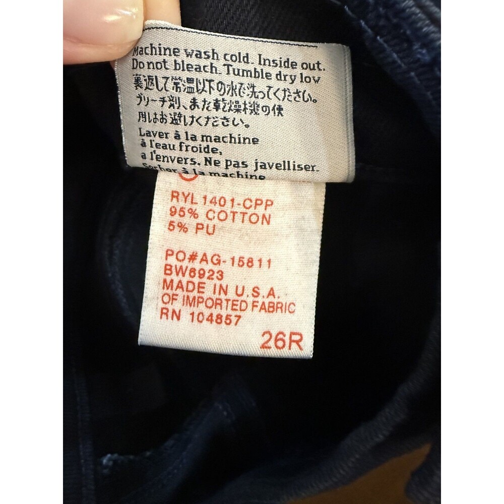 AG Adriano Goldschmied The Mia Cropped Pin Tuck Flare Jeans Navy Made USA 26 - Picture 14 of 15